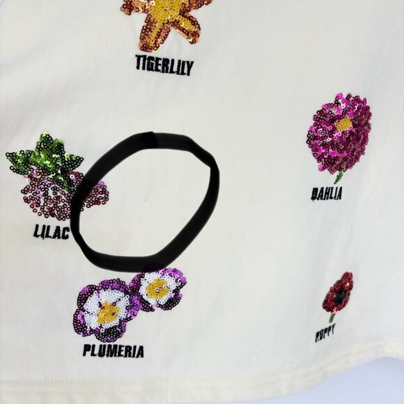 QUEEN OF SPARKLES Floral Embellished Cream Sweater - Picture 8 of 16